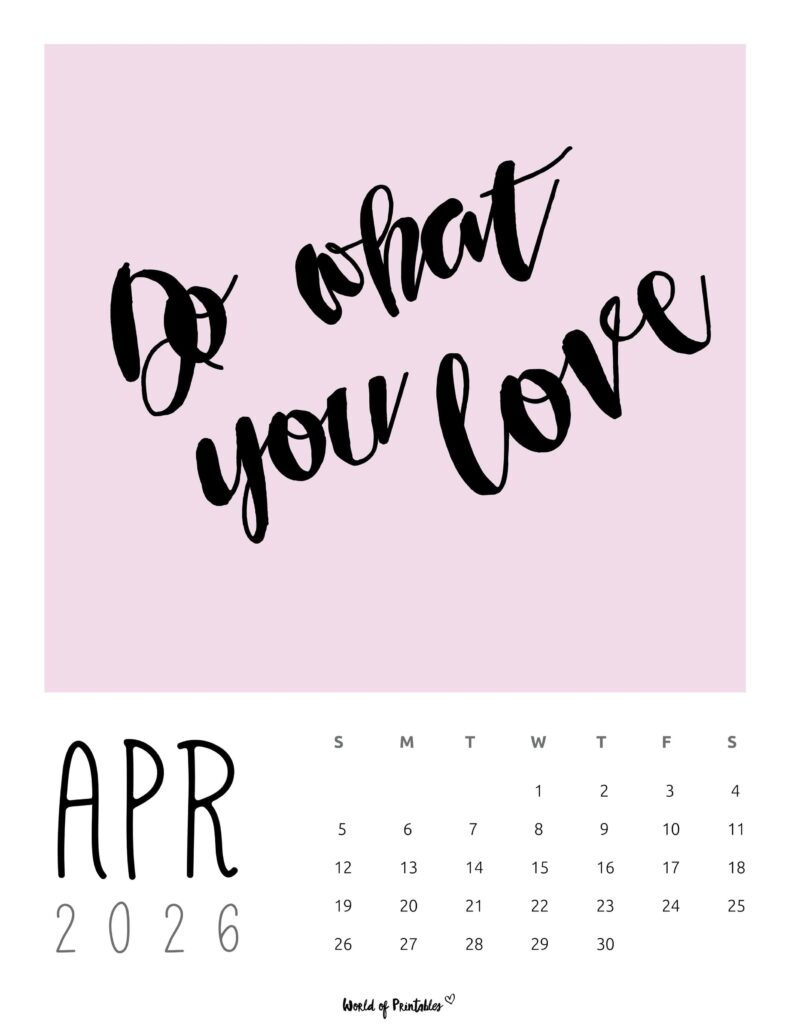 Printable April 2026 Calendar Design 60