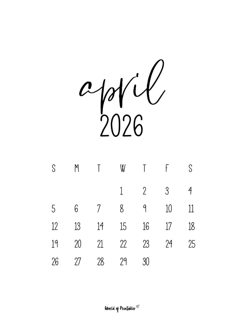 Printable April 2026 Calendar Design 63