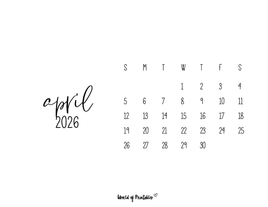 Printable April 2026 Calendar Design 63 alt