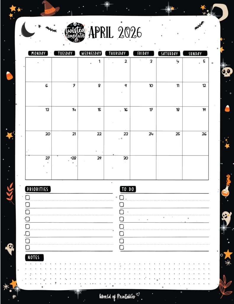 Printable April 2026 Calendar Design 87