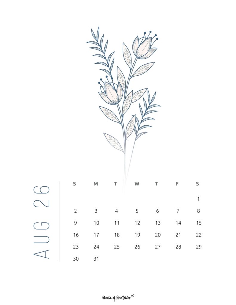 Printable August 2026 Calendar Design 17