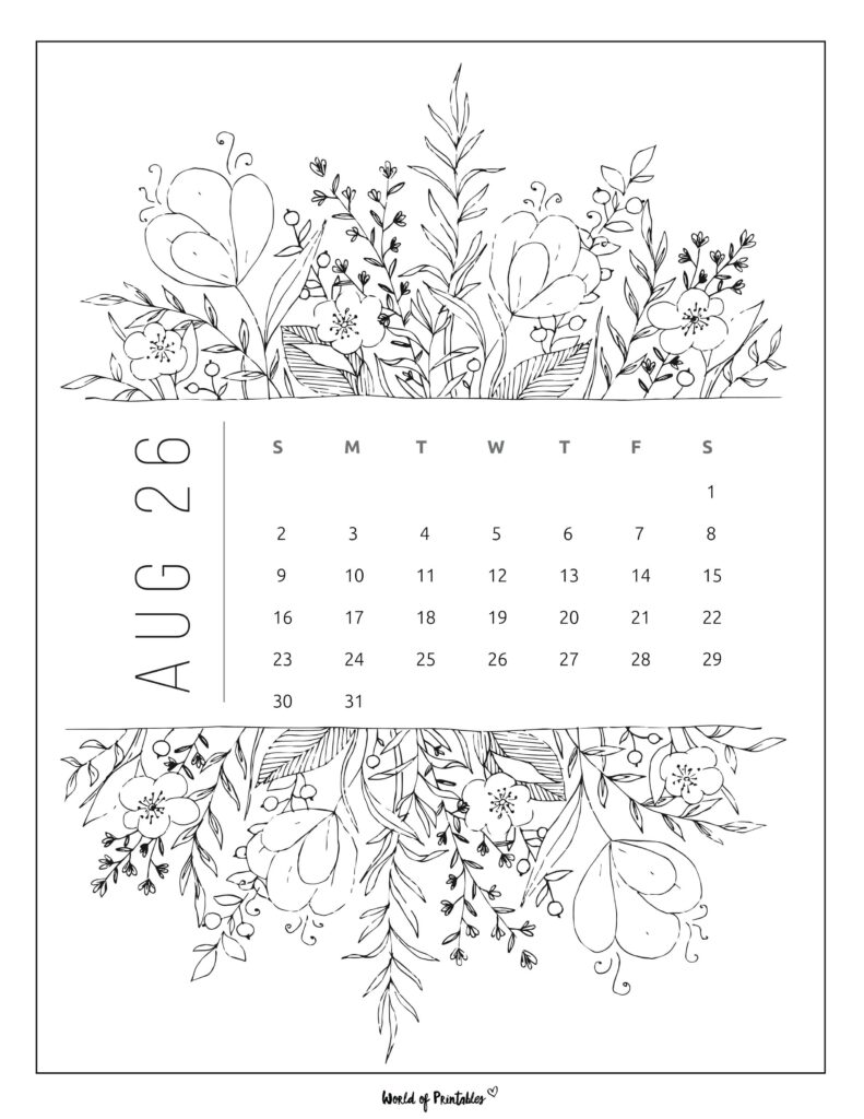 Printable August 2026 Calendar Design 23