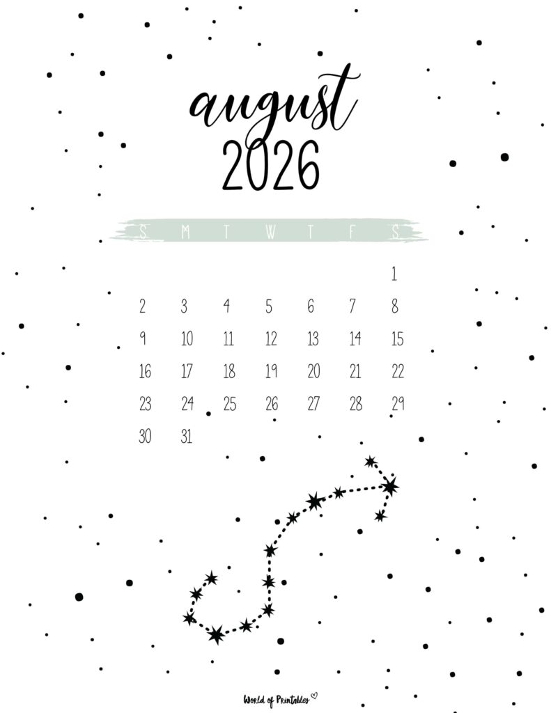 Printable August 2026 Calendar Design 24