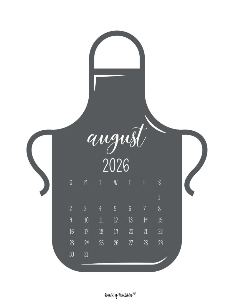 Printable August 2026 Calendar Design 25