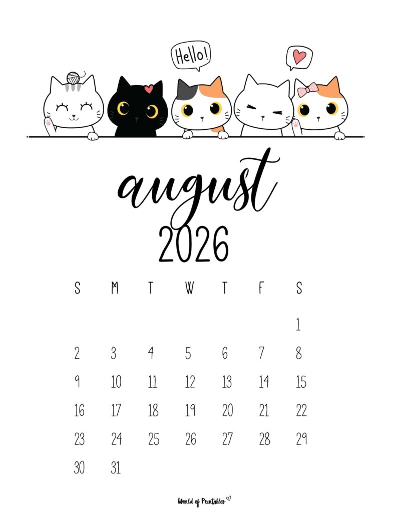 Printable August 2026 Calendar Design 29