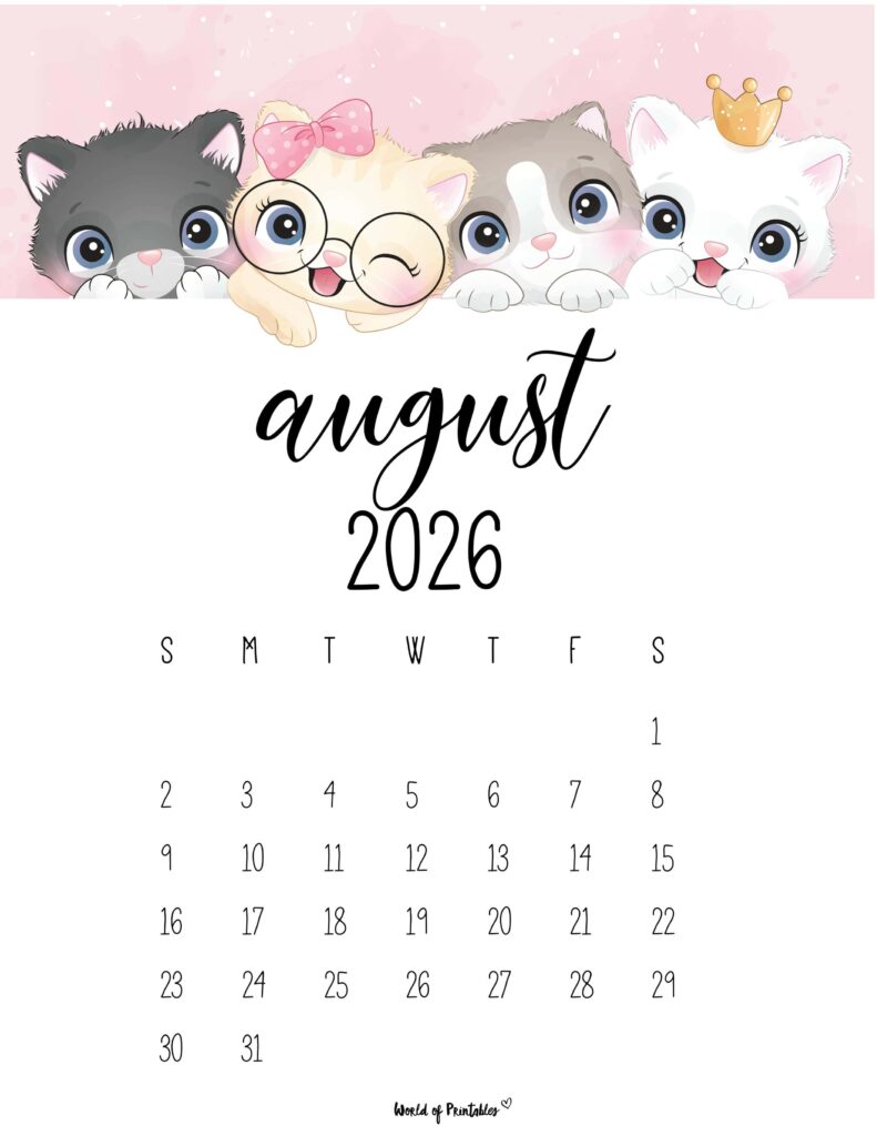 Printable August 2026 Calendar Design 33