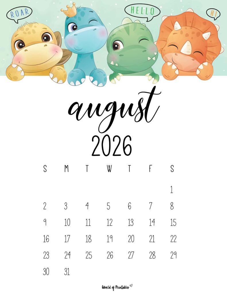 Printable August 2026 Calendar Design 35