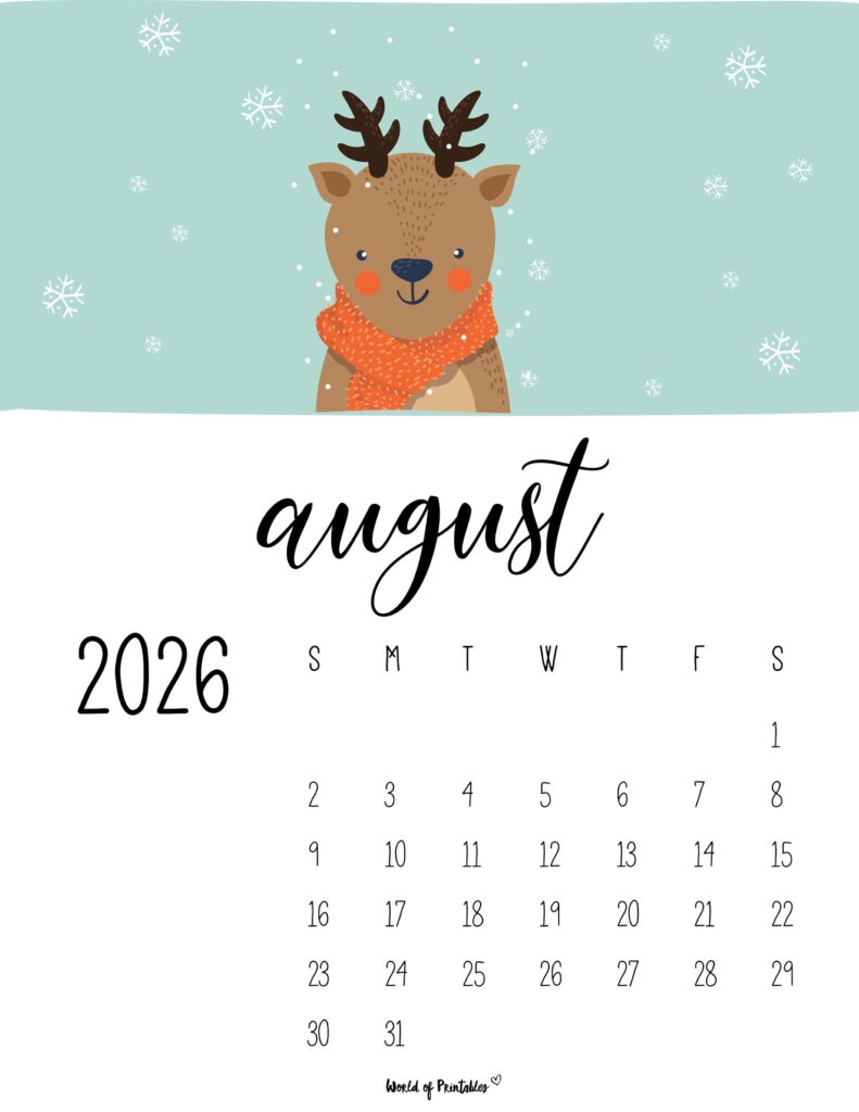 Printable August 2026 Calendar Design 36