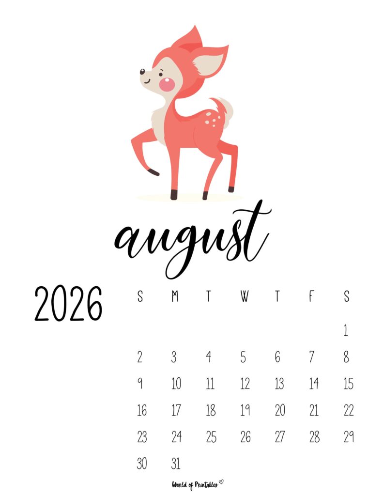 Printable August 2026 Calendar Design 42