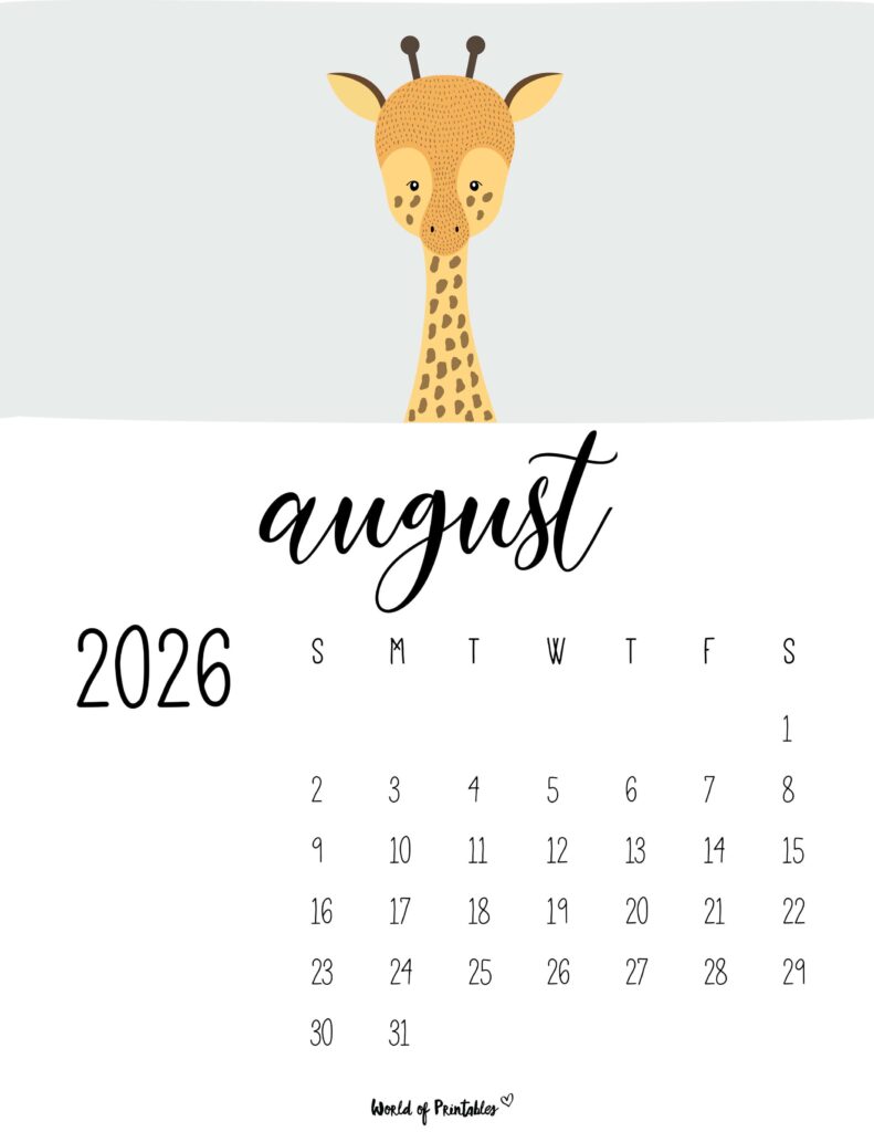 Printable August 2026 Calendar Design 45
