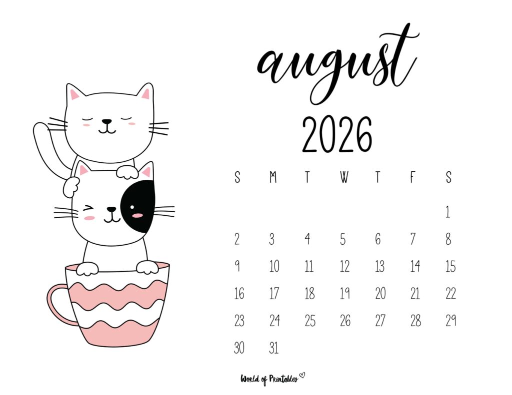 Printable August 2026 Calendar Design 48