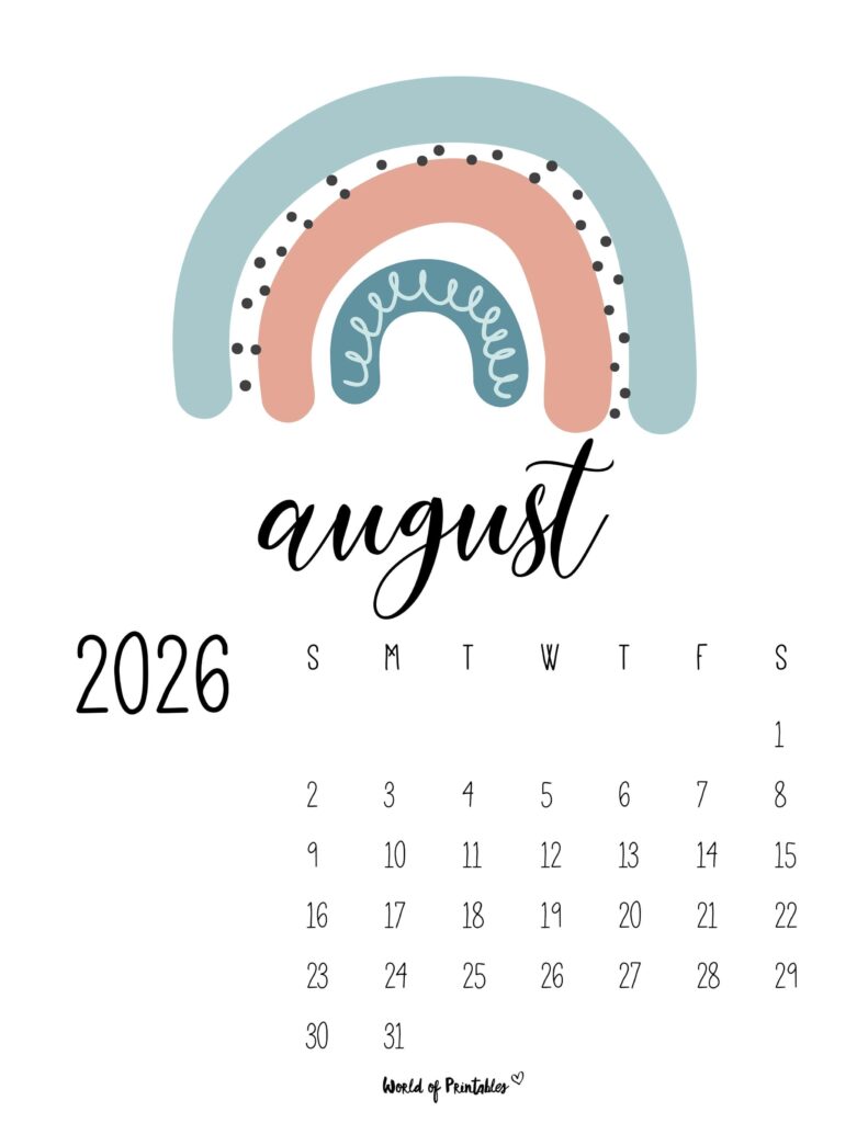 Printable August 2026 Calendar Design 51