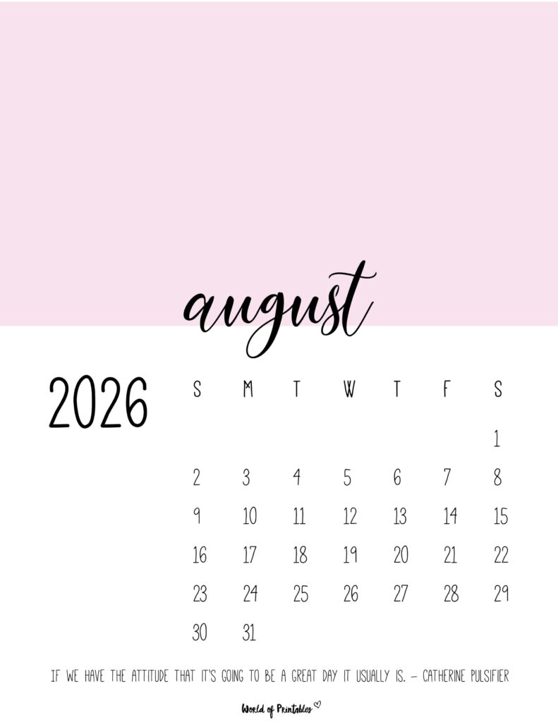 Printable August 2026 Calendar Design 54