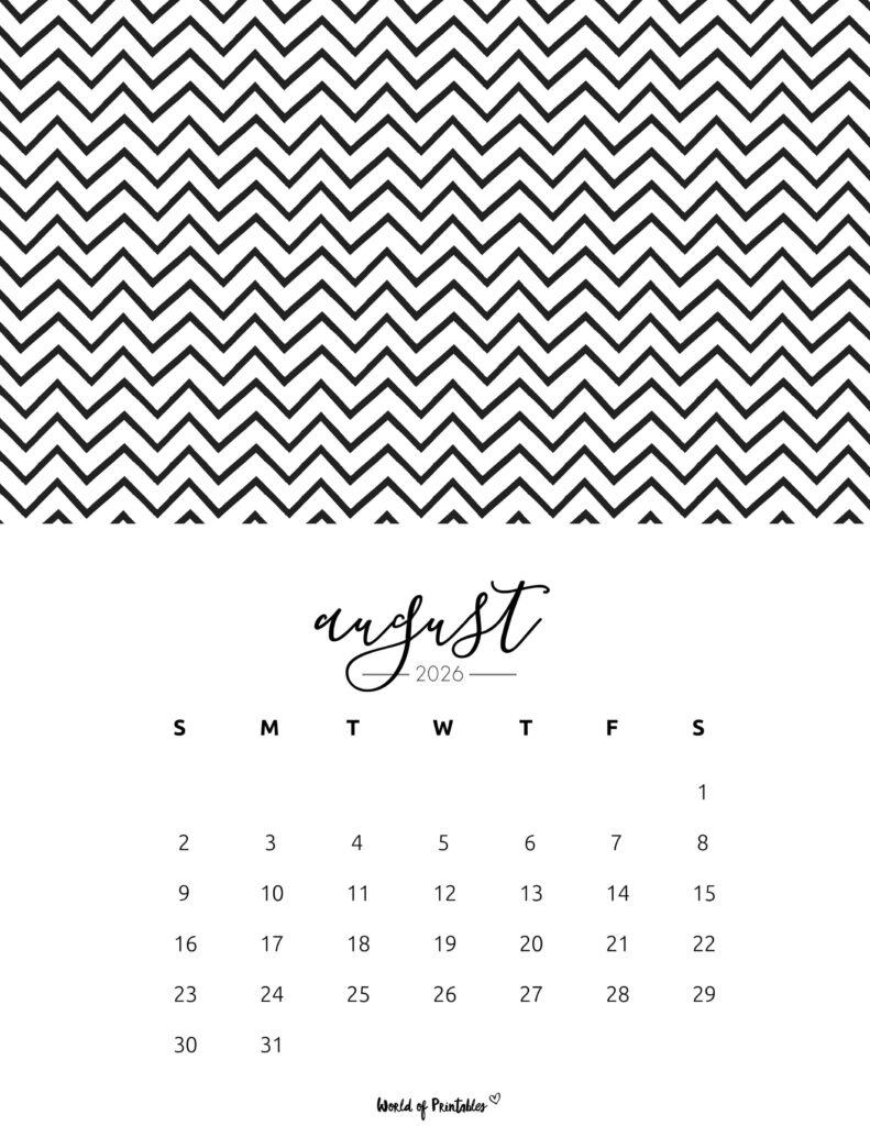 Printable August 2026 Calendar Design 61