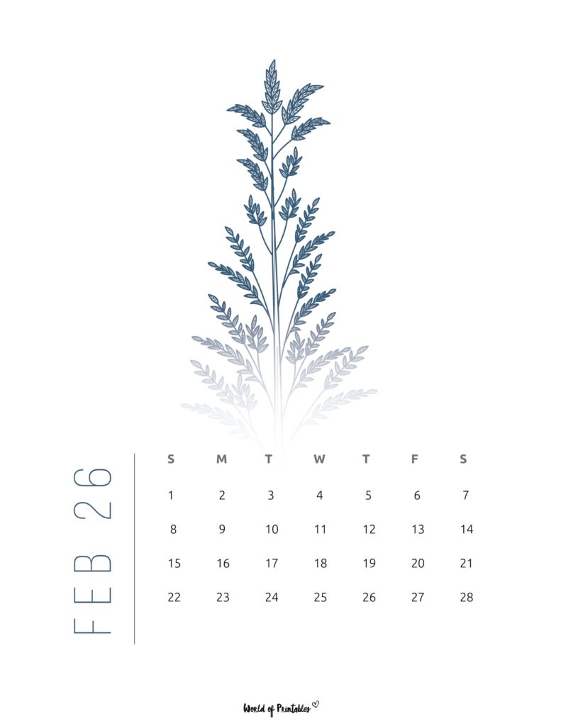 Printable February 2026 Calendar Design 17