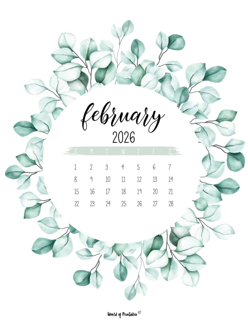 Printable February 2026 Calendar Design 19