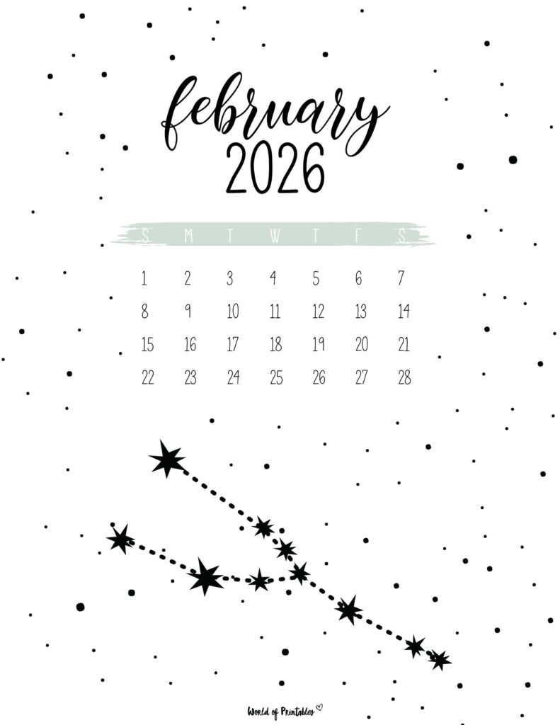 Printable February 2026 Calendar Design 24