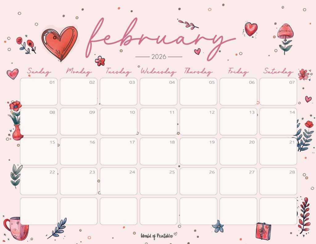Printable February 2026 Calendar Design 253