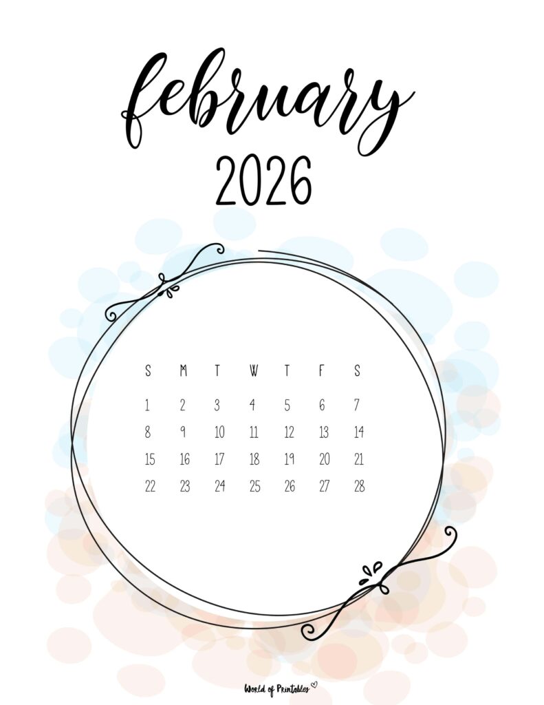 Printable February 2026 Calendar Design 27 alt