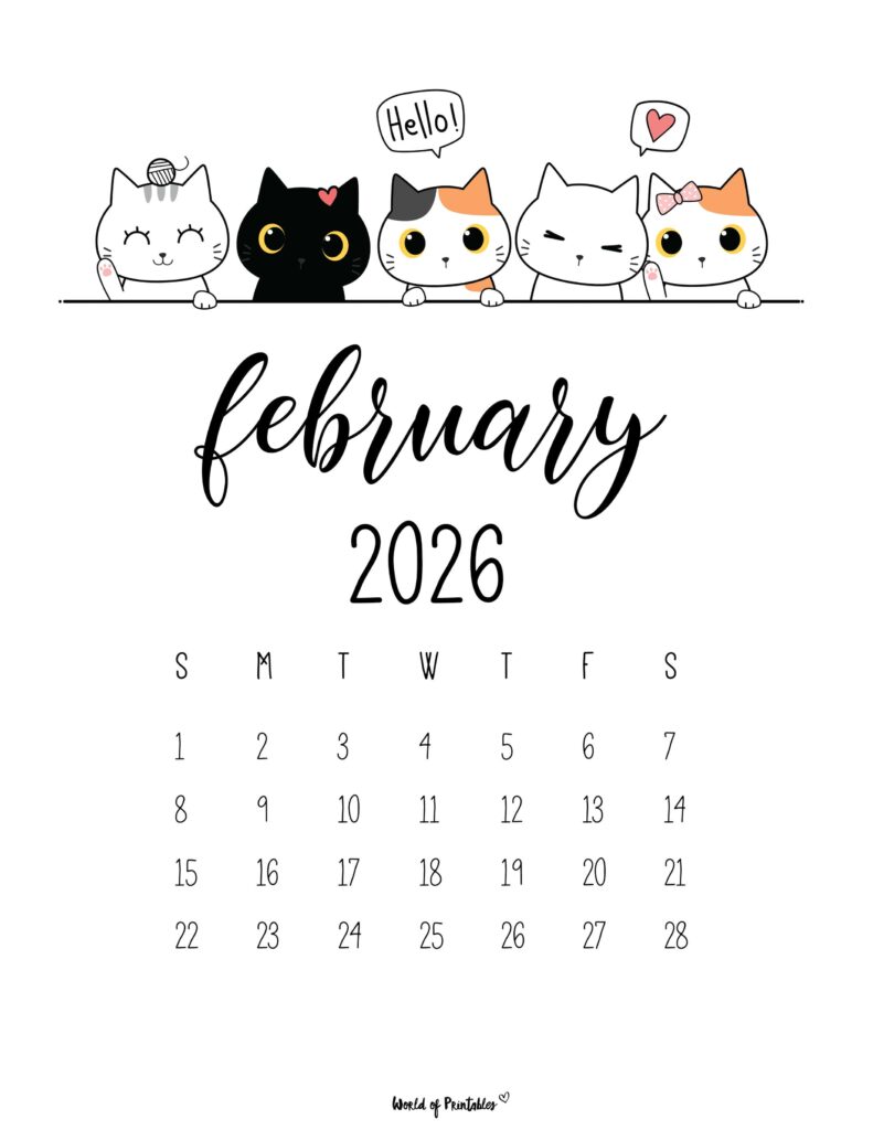 Printable February 2026 Calendar Design 29