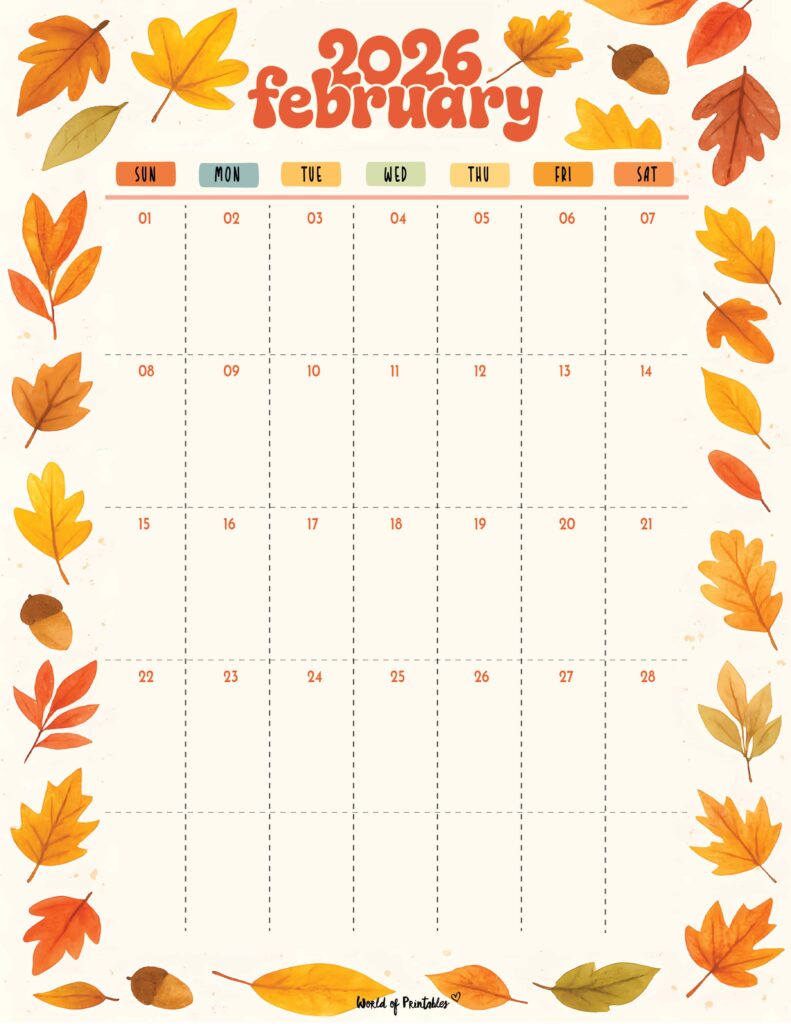 Printable February 2026 Calendar Design 304