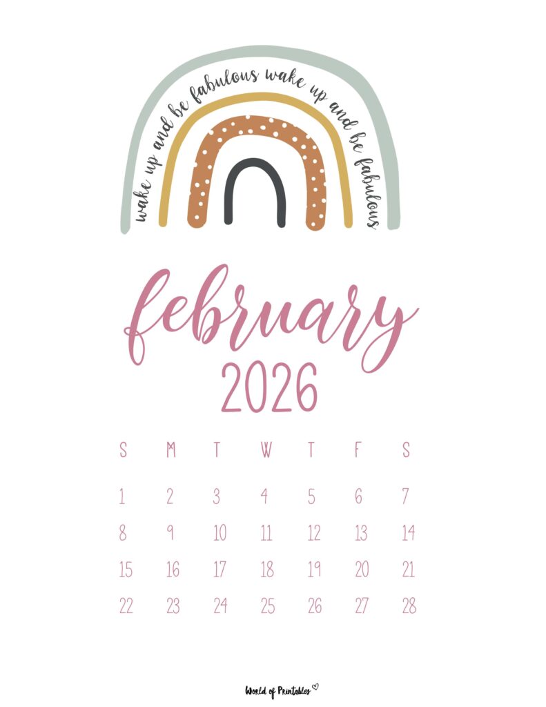 Printable February 2026 Calendar Design 34