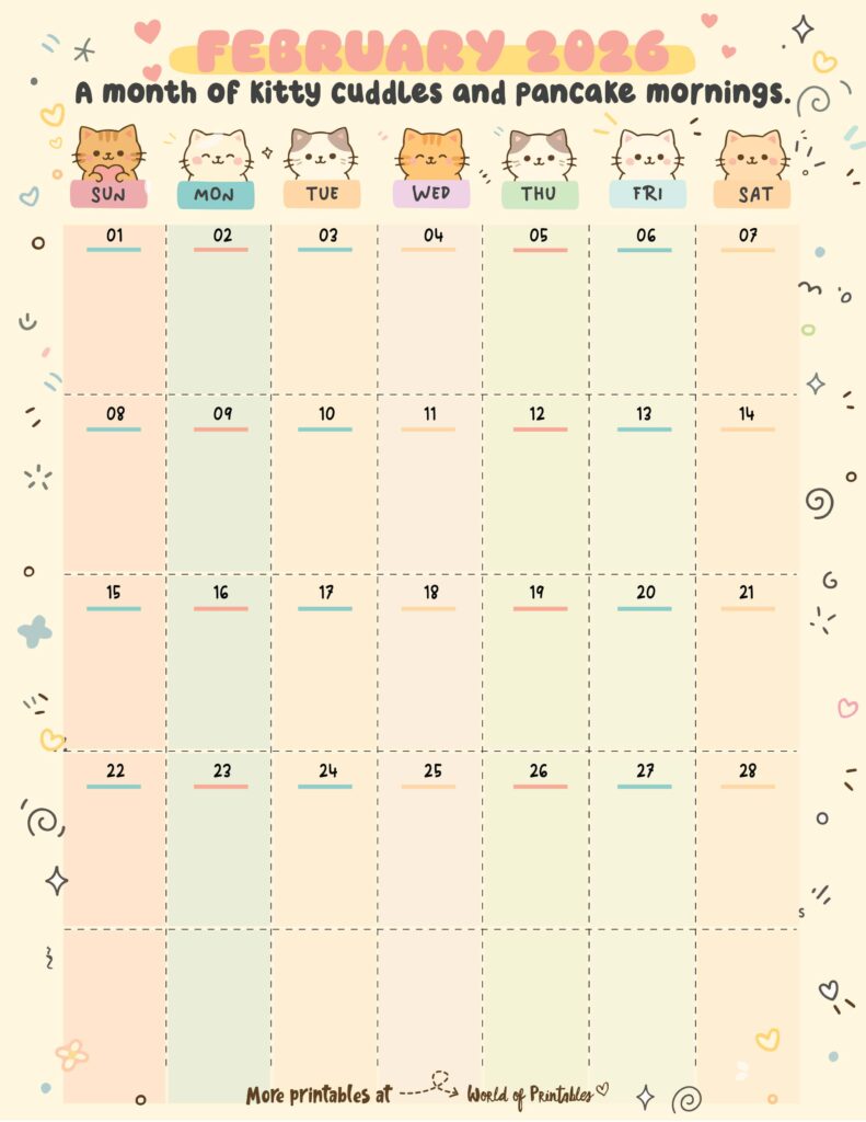 Printable February 2026 Calendar Design 360