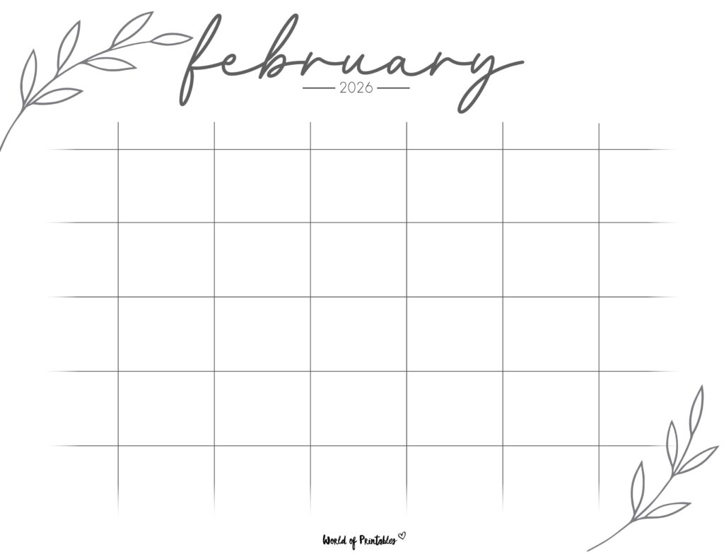 Printable February 2026 Calendar Design 367