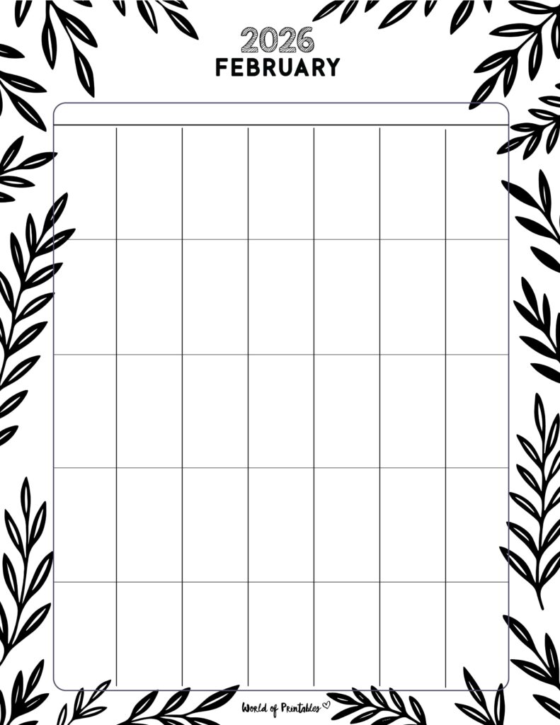 Printable February 2026 Calendar Design 370
