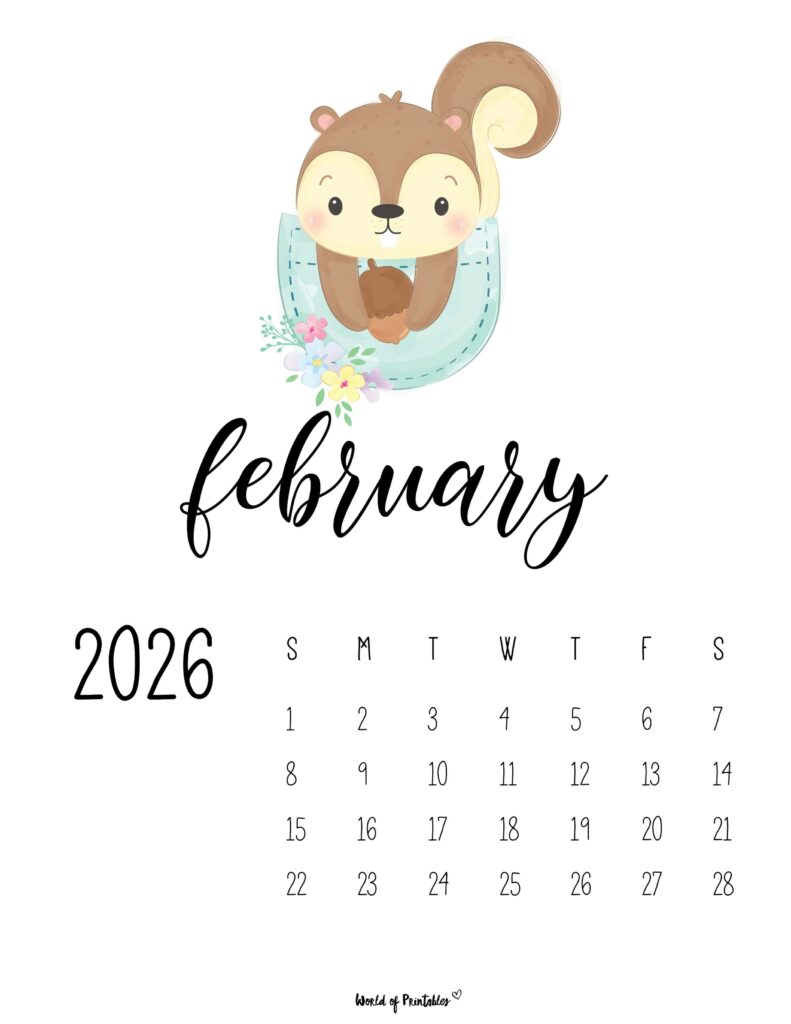 Printable February 2026 Calendar Design 38