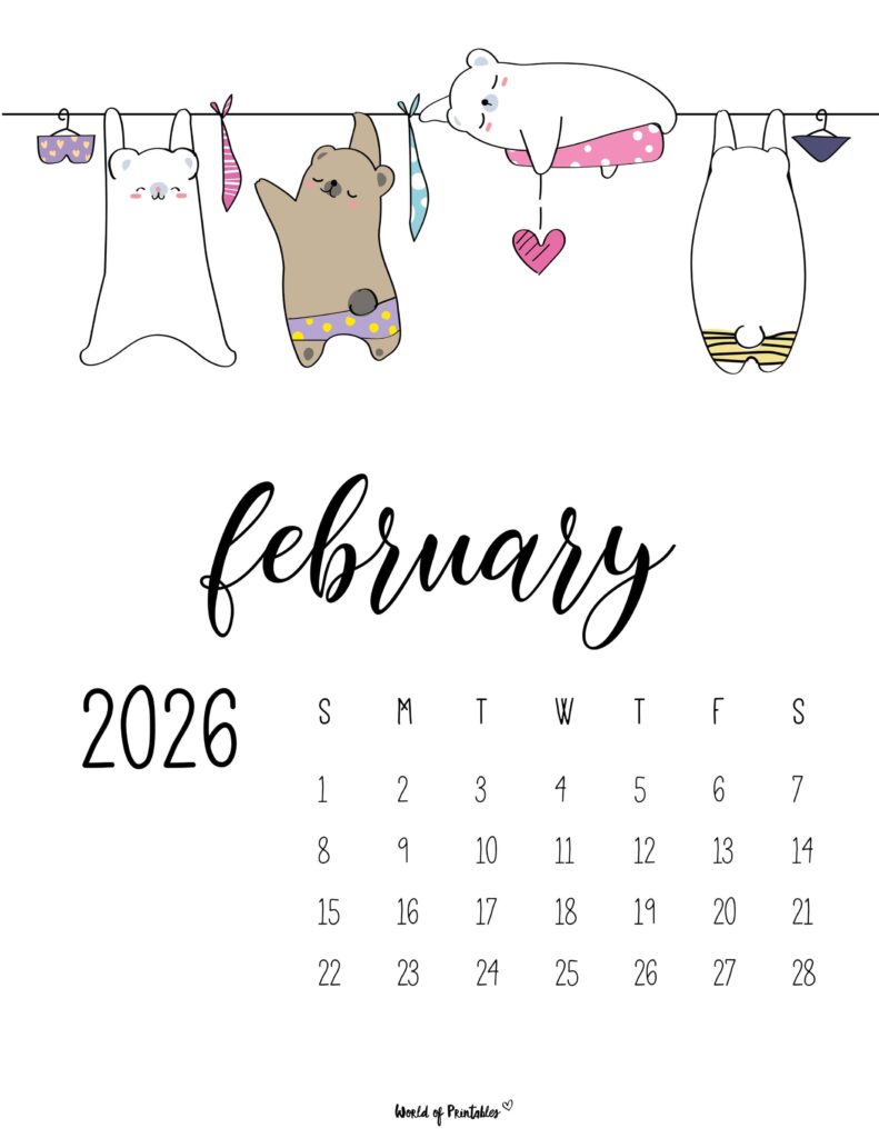 Printable February 2026 Calendar Design 39