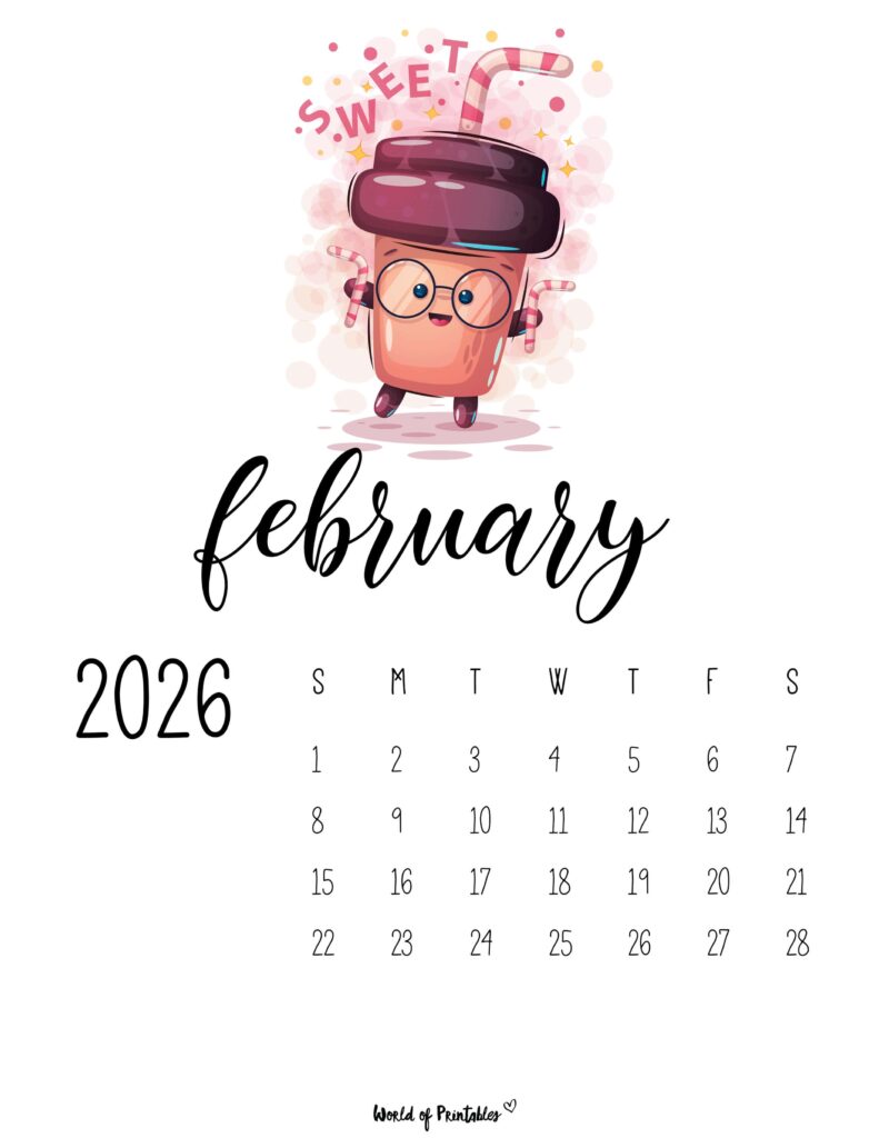 Printable February 2026 Calendar Design 44