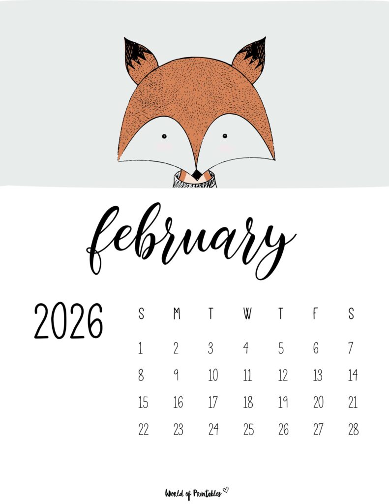 Printable February 2026 Calendar Design 45