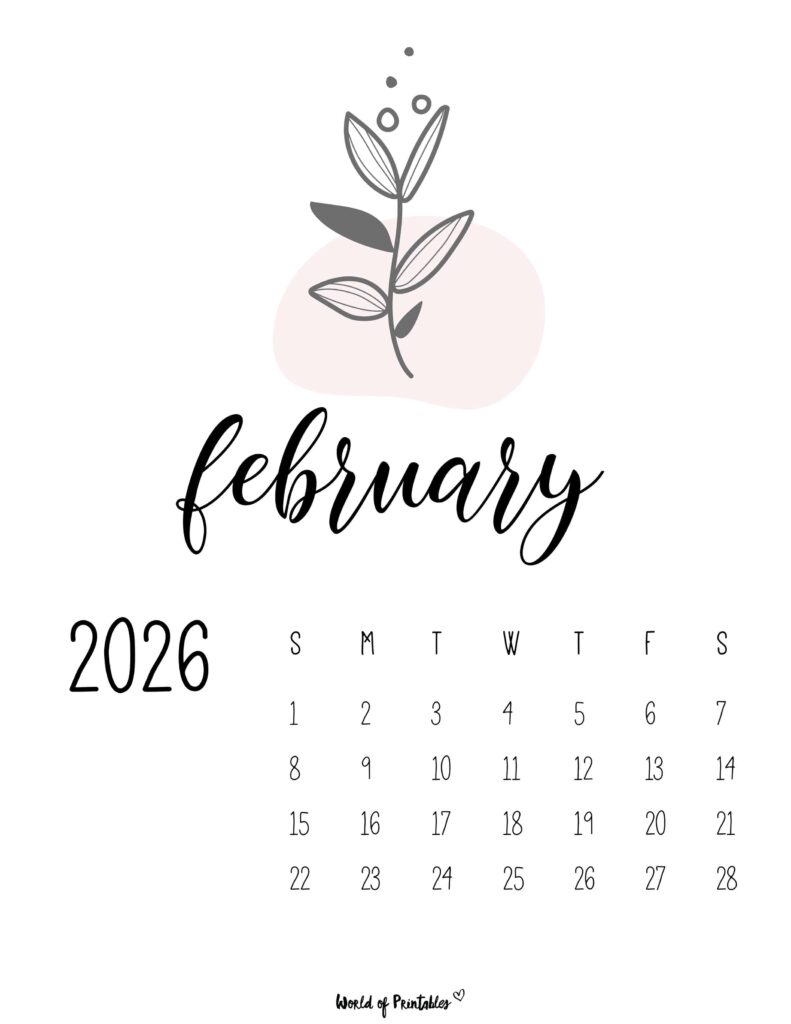 Printable February 2026 Calendar Design 46