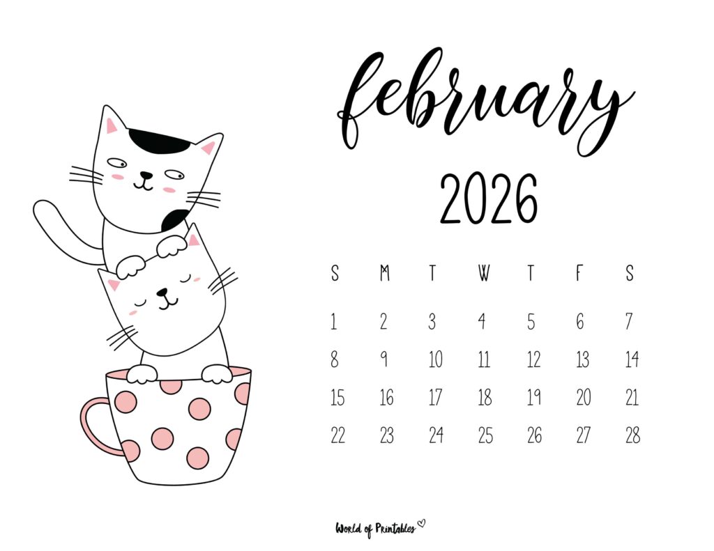 Printable February 2026 Calendar Design 48