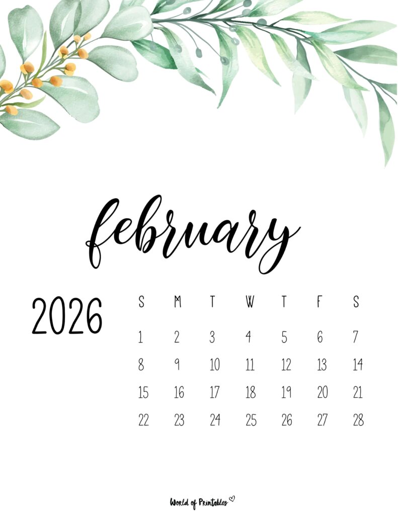 Printable February 2026 Calendar Design 49