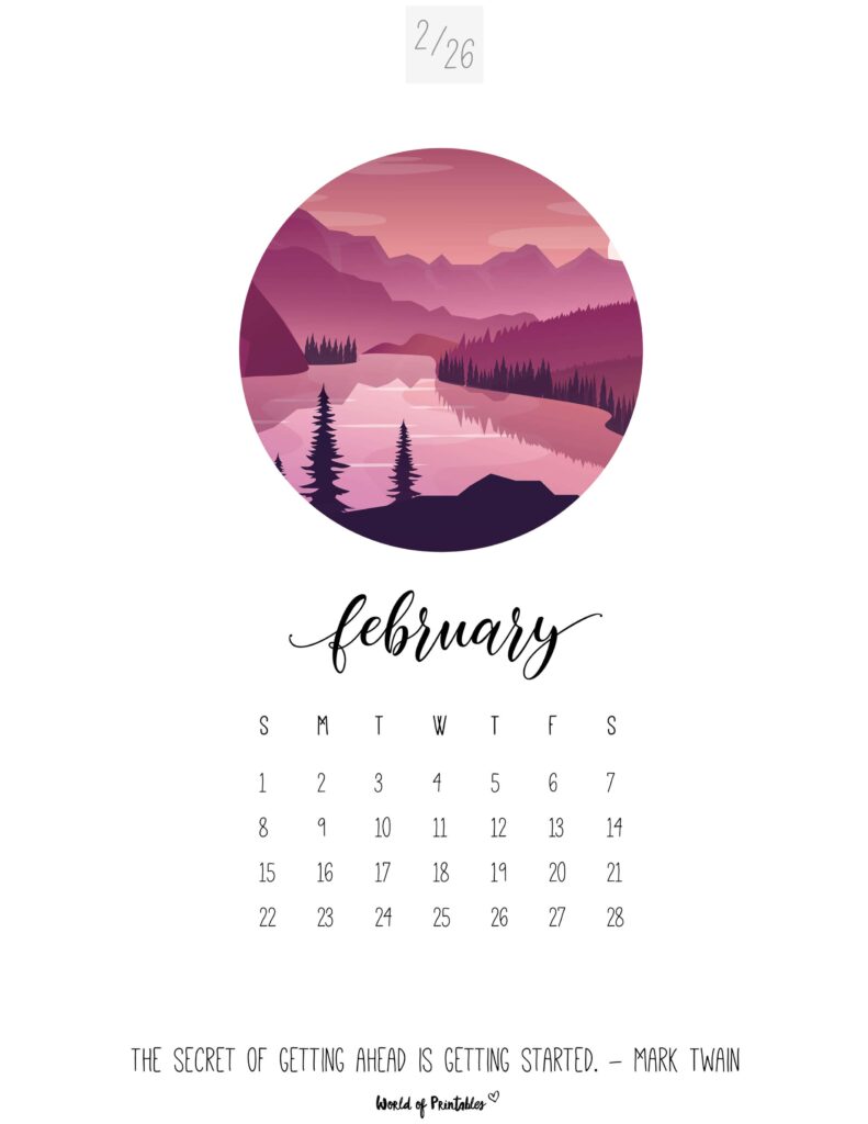 Printable February 2026 Calendar Design 55