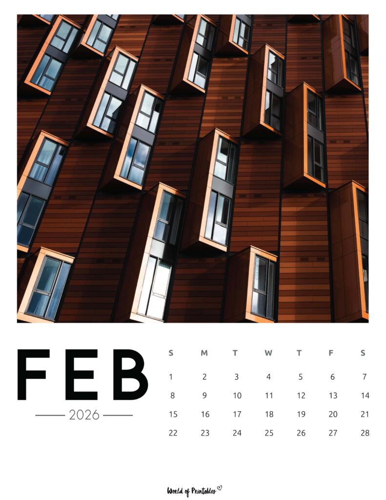 Printable February 2026 Calendar Design 58
