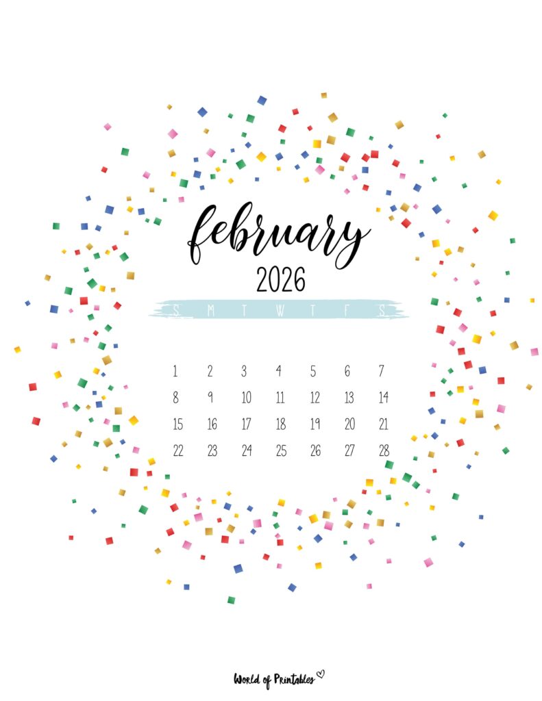 Printable February 2026 Calendar Design 6