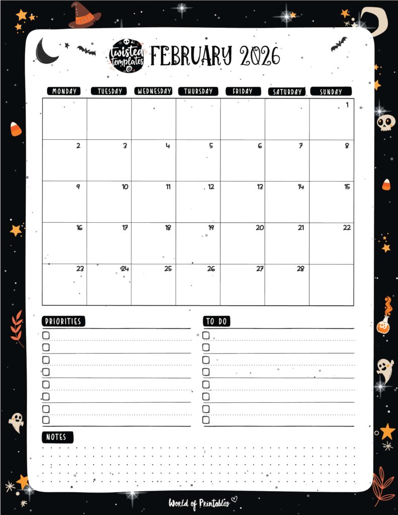 Printable February 2026 Calendar Design 87