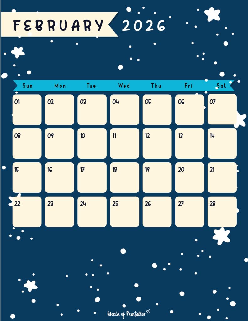 Printable February 2026 Calendar Design 95