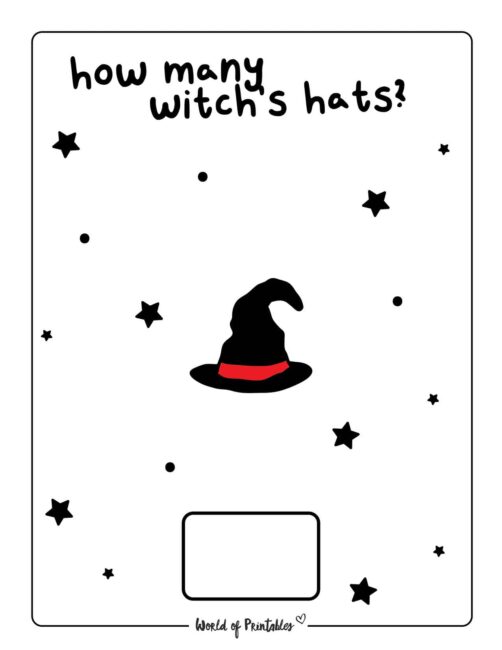 Printable Halloween Counting Worksheet - Witch's Hats 1