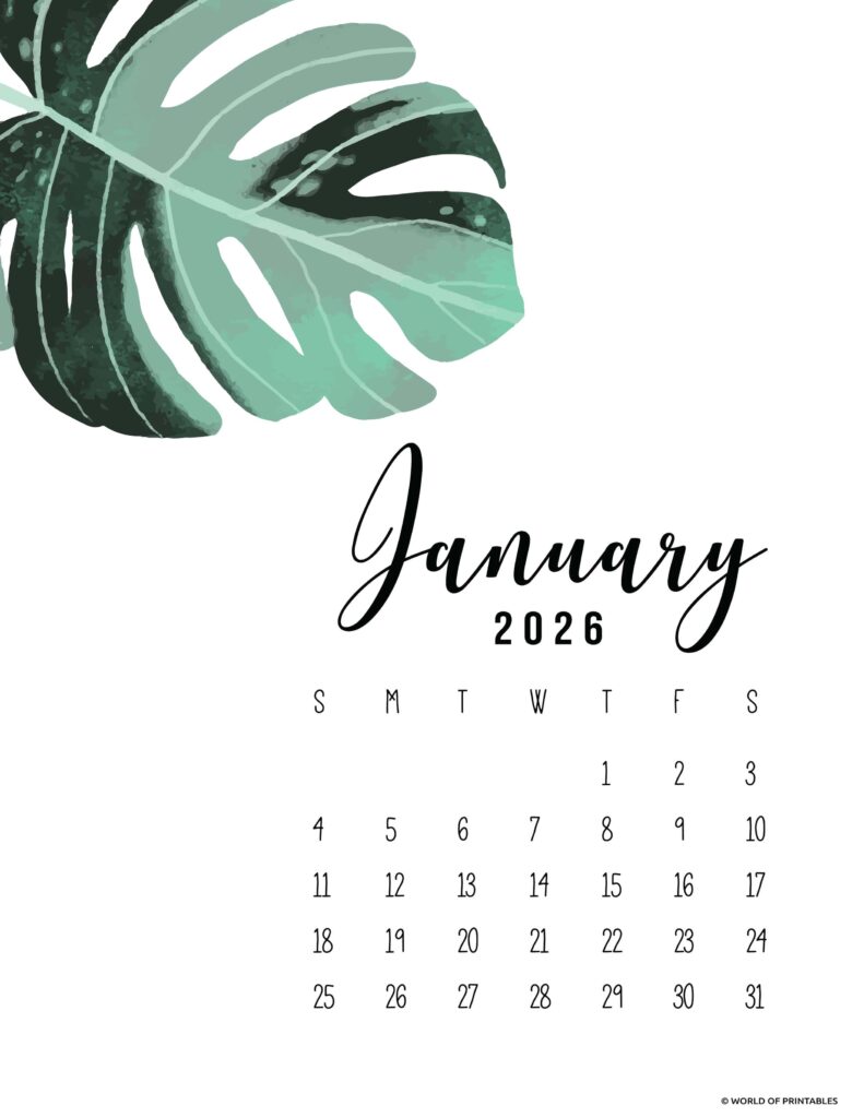 Printable January 2026 Calendar Design 13