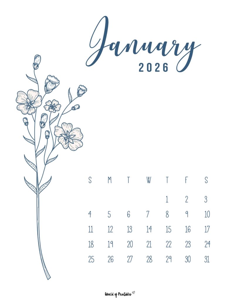 Printable January 2026 Calendar Design 14
