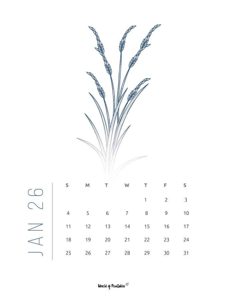 Printable January 2026 Calendar Design 17