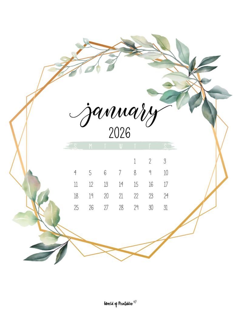 Printable January 2026 Calendar Design 18
