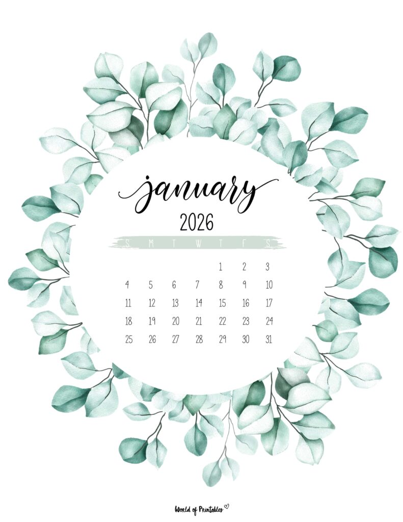 Printable January 2026 Calendar Design 19