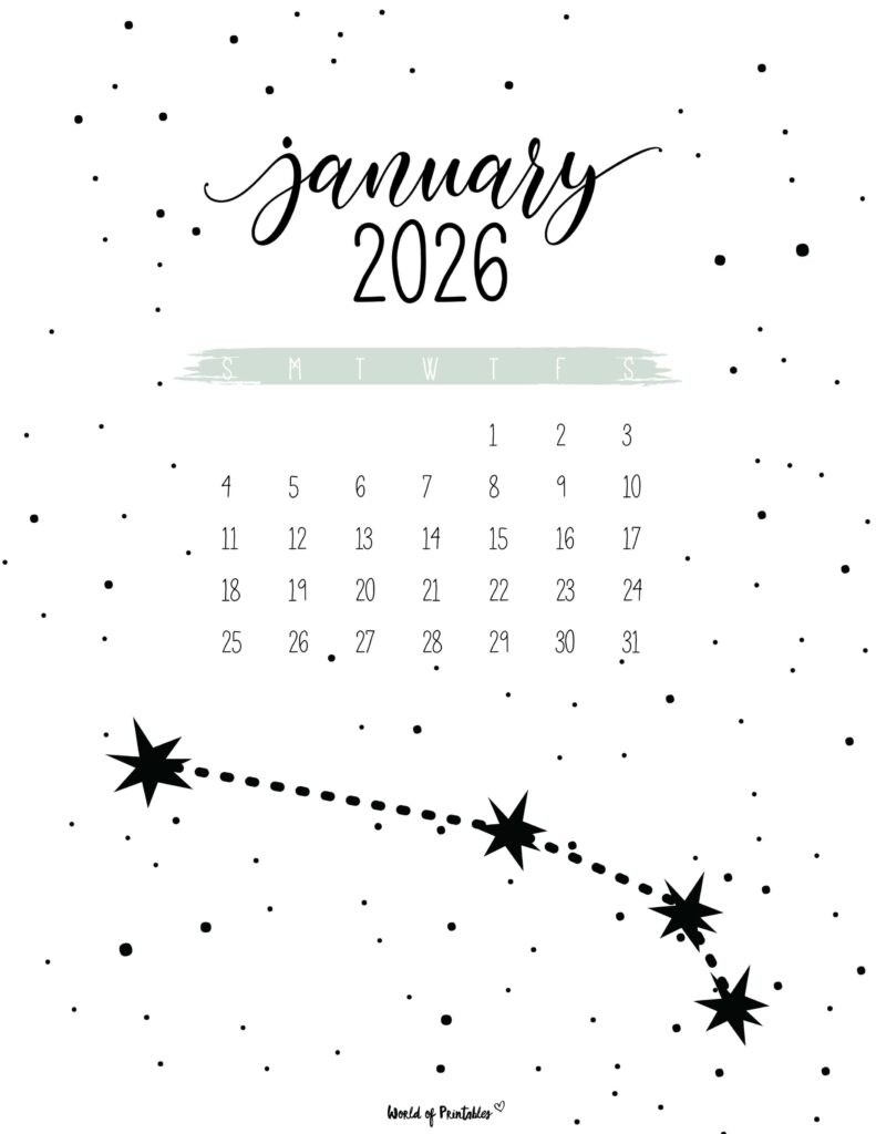 Printable January 2026 Calendar Design 24