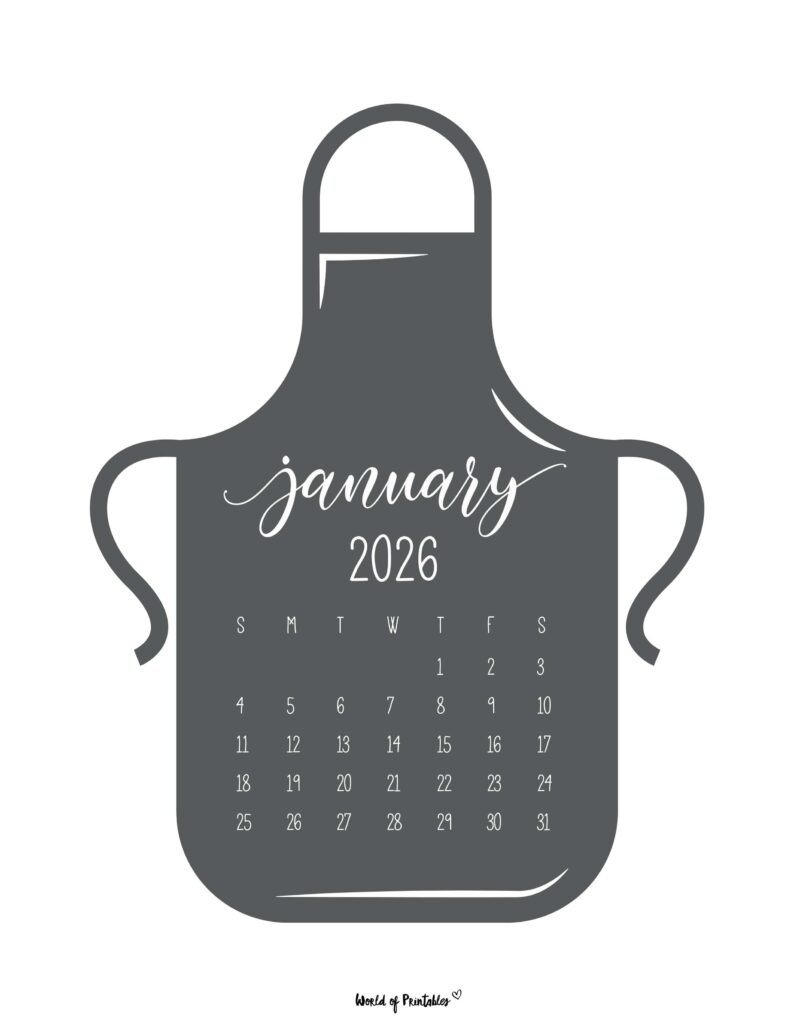 Printable January 2026 Calendar Design 25