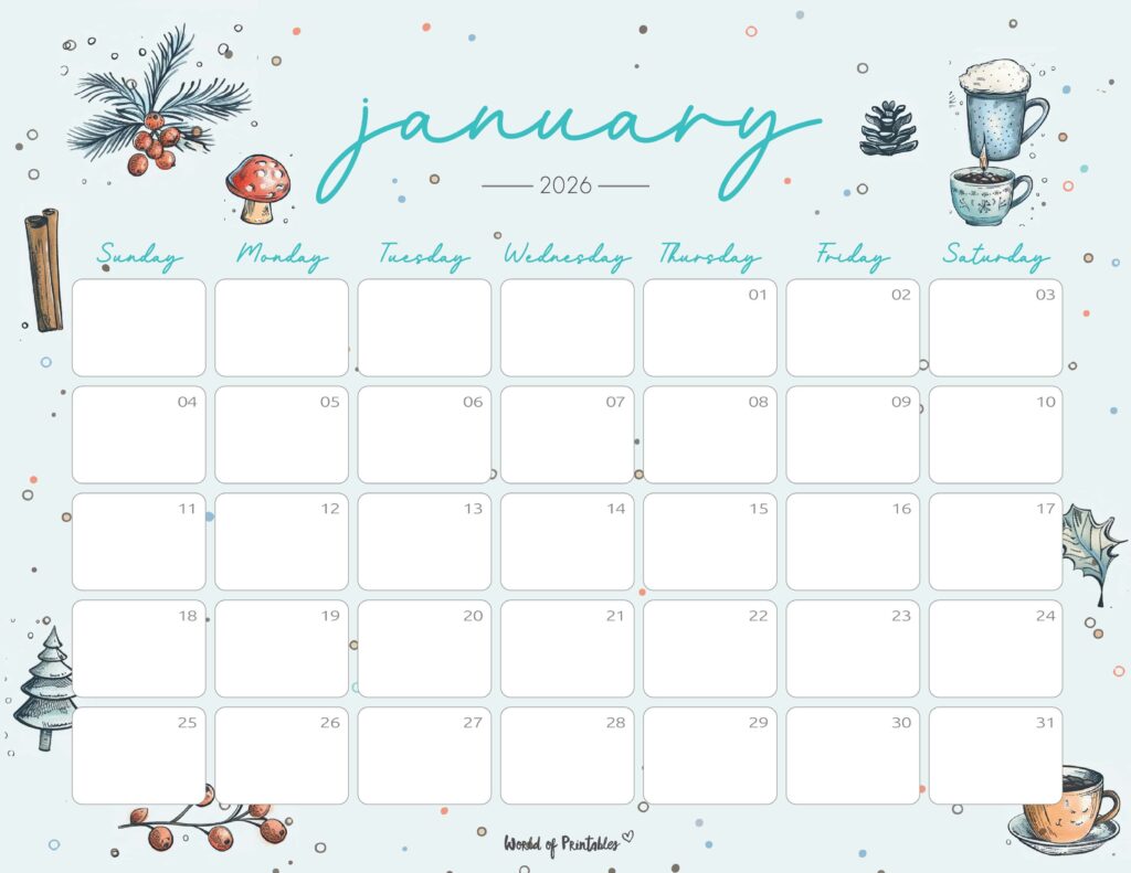 Printable January 2026 Calendar Design 253